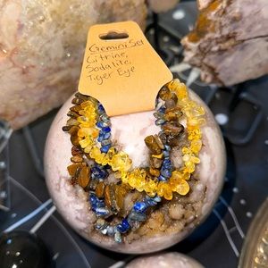 Gemini zodiac stone crystal bracelet set citrine tigers eye sodalite gift boho